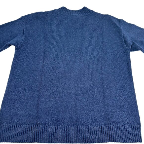 Talbots Sequin Reindeer Mockneck Sweater Blue Gold Buttons M Petite Holiday Look - Picture 10 of 14